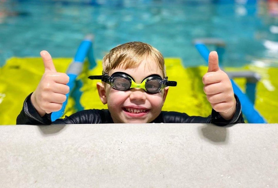 Kids and parents will love the pool at Goldfish Swim School, which is heated to 90 degrees and open several times a week for family swim. 