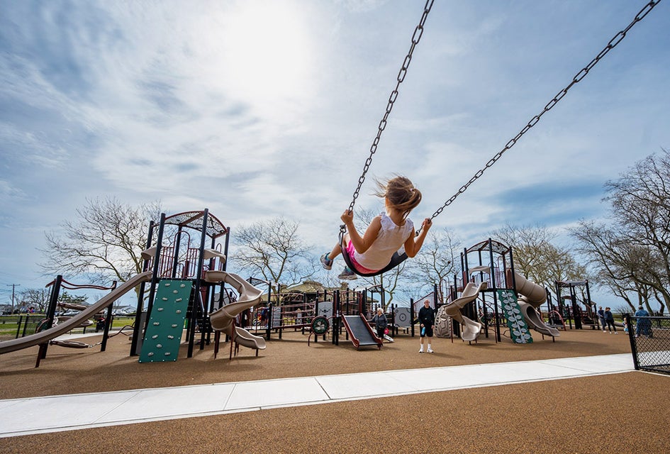 Sayville's new Marina Park playground offers gorgeous views and tons of romping space. Photo courtesy of the Town of Islip.