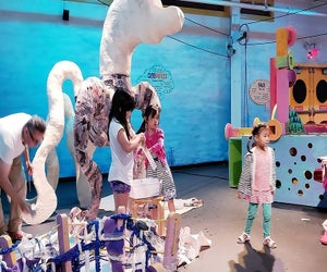 Kids will thrill to the work of artist-in-residence Scott Larrabee at Mash-Up Menagerie. Photo courtesy of the Long Island Children's Museum