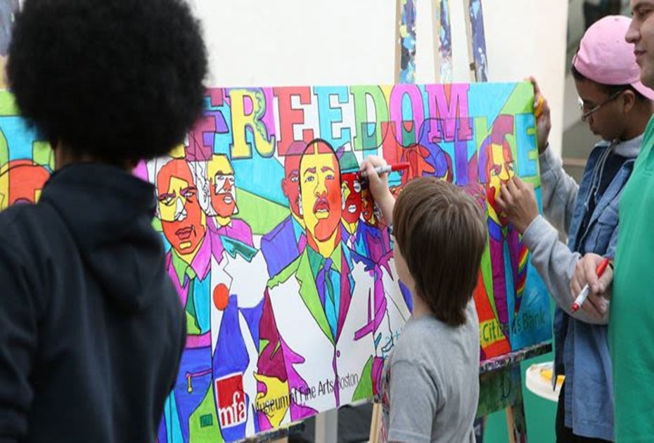 At a recent MLK Day at MFA, interactive artwork was designed by Artists For Humanity. Photo courtesy of Helene Norton Russell via Museum of Fine Arts, Boston