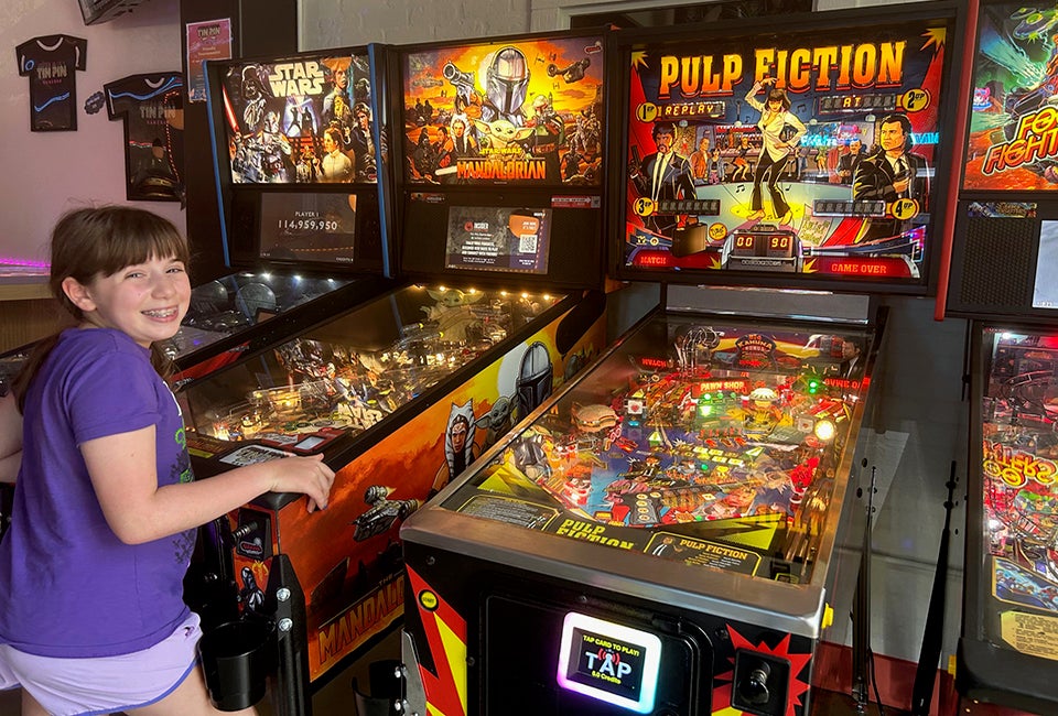Tin Pin Game Bar, located inside Tin Lizzy's East Cobb, features lots of awesome pinball games. Photo by author