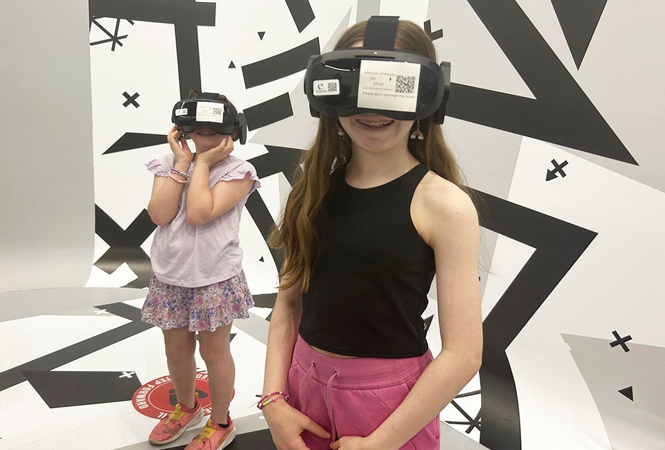 My kids LOVED exploring the pyramids of ancient Egypt by way of the Horizon of Khufu VR tour. Photo by Melanie Preis