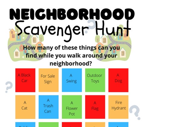 Neighborhood Scavenger Hunt printable template