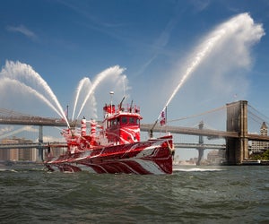 Tauba Auerbach's Flow Separation will be at Brooklyn Bridge Park, Pier 6, July 1 through August 12. Photo by Nicholas Knight for the Public Art Fund