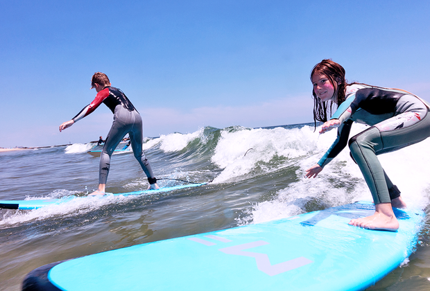 Visiting the Jersey Shore with kids: Hammer School kids surfing