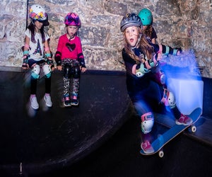 Homage Skateboard Academy offers acti0n-packed birthday parties complete with skateboarding instruction. Photo courtesy of Homage
