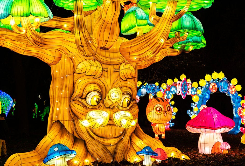 The NYC Winter Lantern Festival transforms the Queens County Farm Museum's grounds into an immersive river of light. Photo courtesy of the museum 