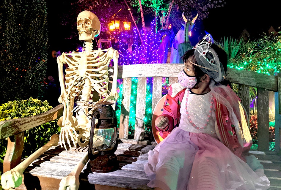 Come face-to-face with spooky skeletons in Queens' Bayside neighborhood. Photo by Judith Aquino