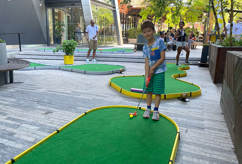 Grab your putters and hit the brand new mini-golf course at The William Vale