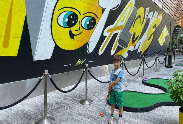 Mini golf at The William Vale mural