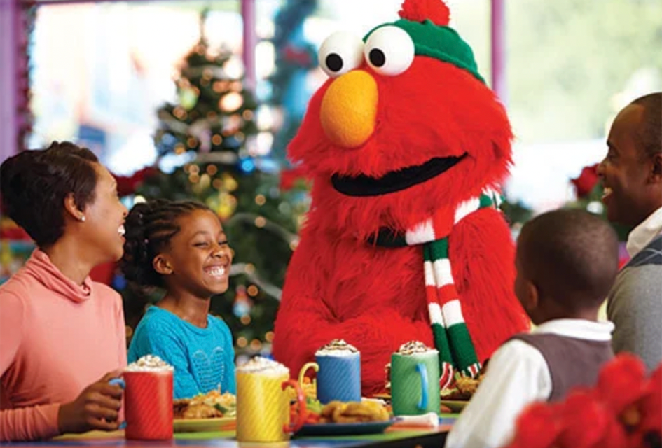 Join Elmo and other furry friends for a fun-filled holiday breakfast at SeaWorld Orlando. Photo courtesy of SeaWorld