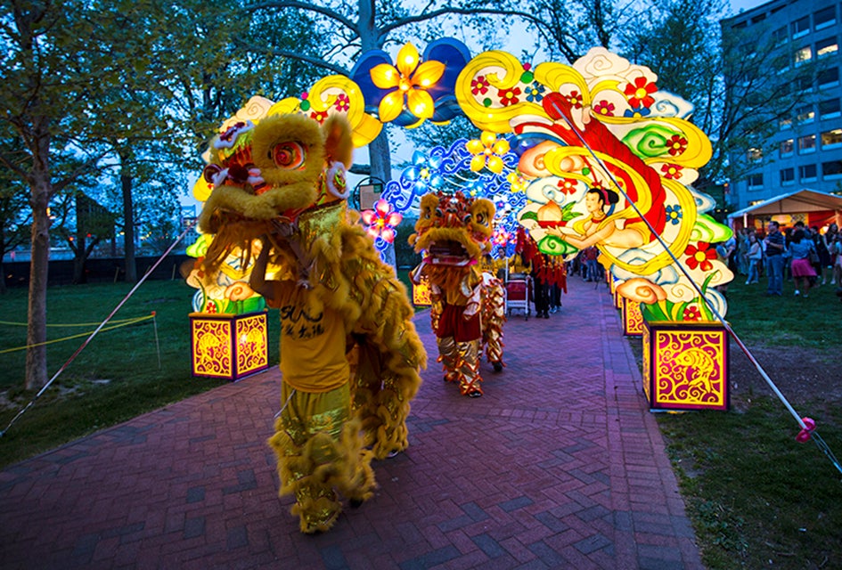The can’t-miss illuminated fest in Philadelphia’s Historic District hosts dozens of massive, intricate, handcrafted lanterns such as dragons, tigers, rabbits, and more. Photo by C. Smyth/Visit Philly 