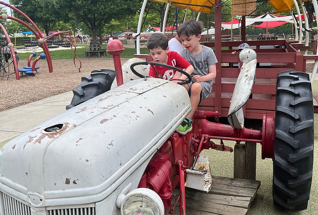 kids on a tractor