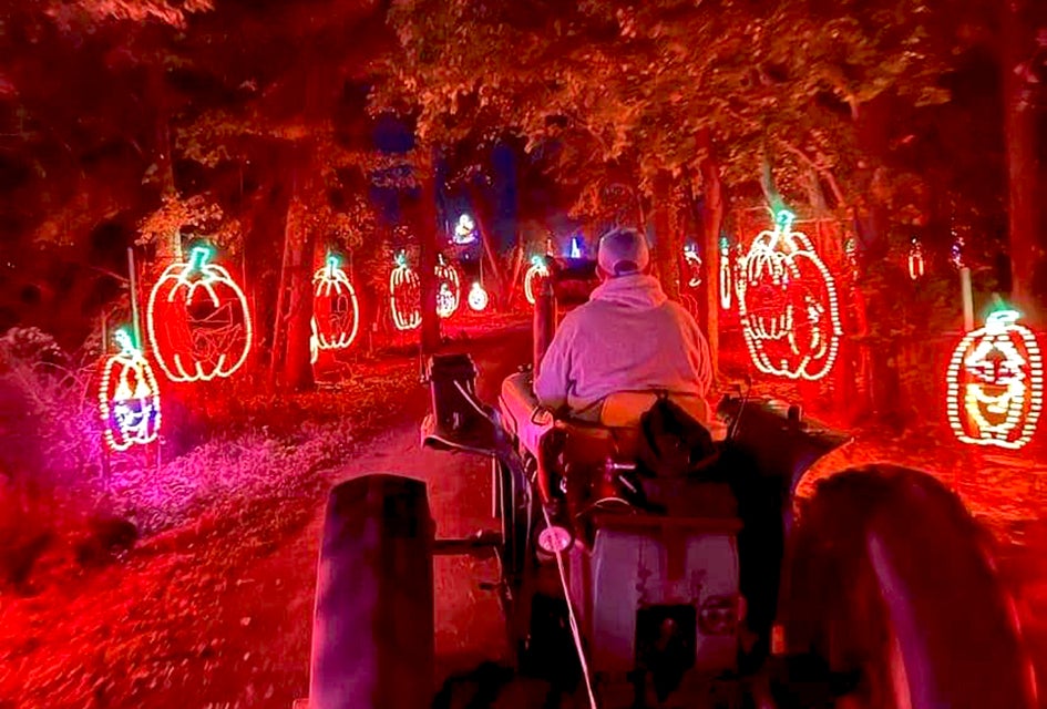 Take a hayride through the woods at Shady Brook Farm's Eerie Illuminations. Photo courtesy of the farms