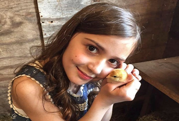 little girl holding a baby duck at petting zoos near Chicago