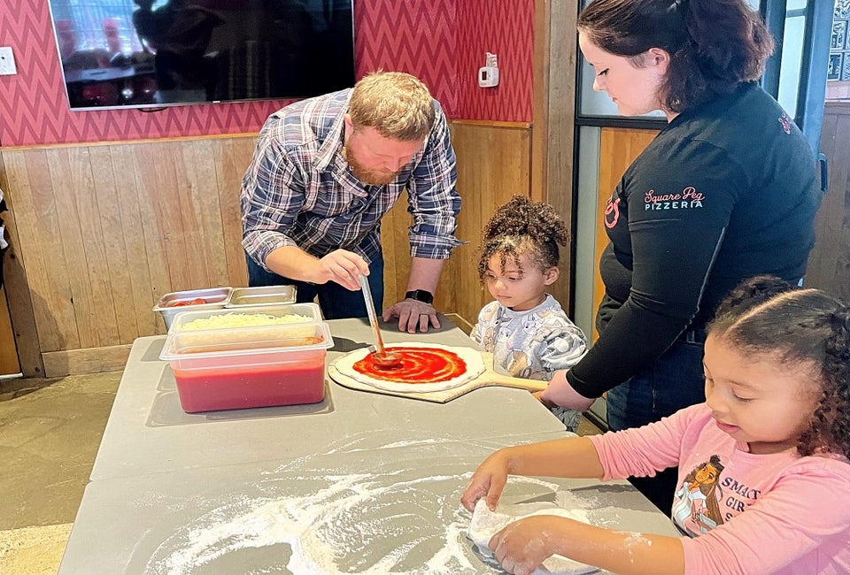 The totally free pizza-making classes at Square Peg Pizzeria are a huge hit with even the youngest chefs!