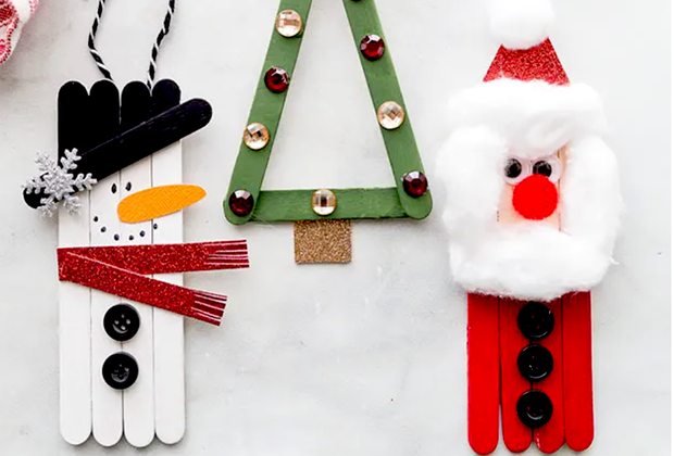 Christmas Activities and Christmas Crafts for Kids: Popsicle stick ornaments