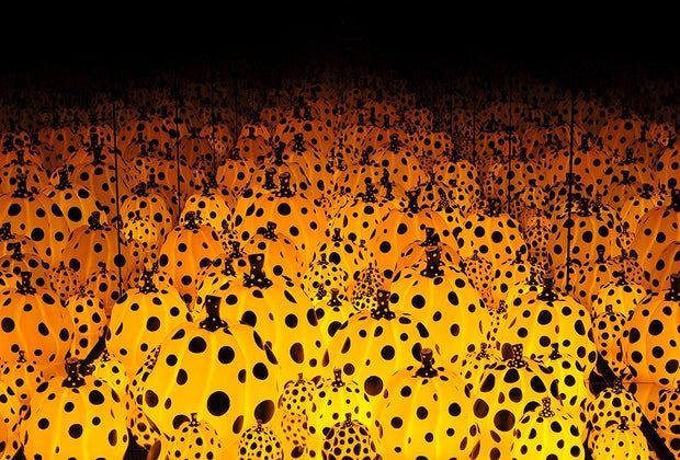 Kusama: Cosmic Nature features this infinity cube from 2017