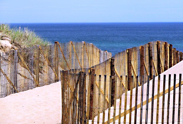Image of walkway to Race point Beach, a Cape Cod beach for families with kids.