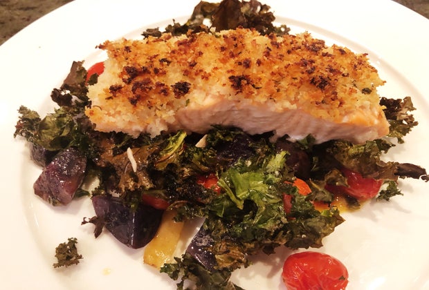 This easy sheet pan salmon recipe is good enough for company.