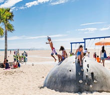 Which beach town has the very best beach playground for kids? Yeah, we know. Photo courtesy of Santa Monica Travel & Tourism