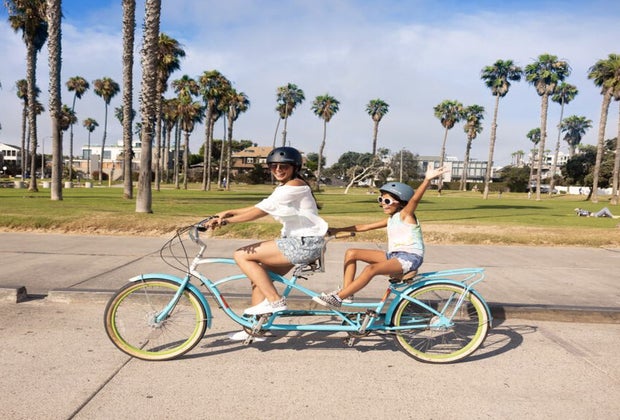 Visiting the Santa Monica Pier with Kids: Biking on the Strand