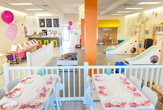 Enjoy the wide open space at Sippy Cups Cafe play spaces