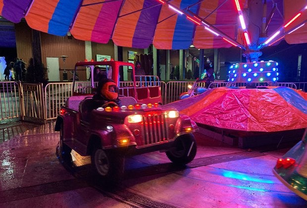 Enjoy the Winter Carnival rides at the Skylands Stadium Christmas Light Show