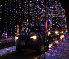 The Skylands Stadium Christmas Light Show takes visitors on a winding, drive-thru course with tons of twinkling lights and dazzling decorations.