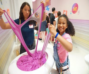 Stretch, mold, squish, and play with slime to your hearts content at the Sloomoo Institute in Soho. 