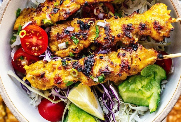 Night markets in NYC: Smoky Chicken Satay at the Bronx Night Market