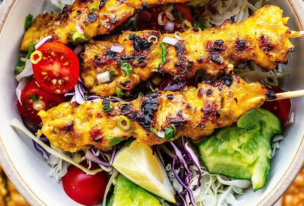 Night markets in NYC: Smoky Chicken Satay at the Bronx Night Market