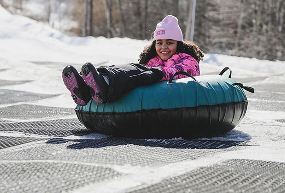 Snow tubers hurtle from top to bottom at exhilarating speeds at Shawnee Mountain Ski Area. Photo courtesy of Shawnee Mountain