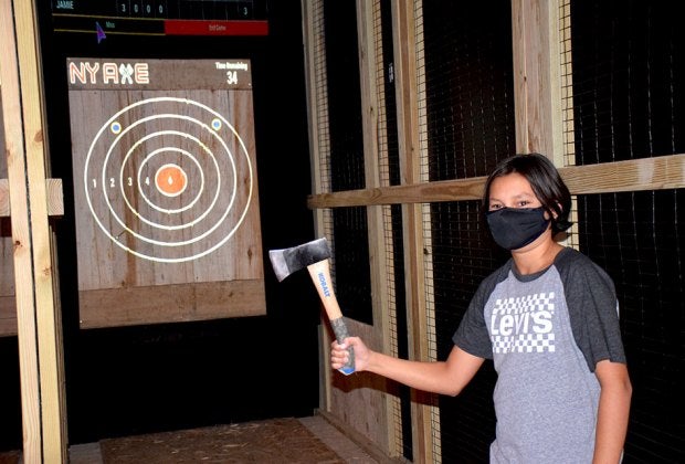 The trained NY Axe coaches give you a safety lesson before you're set loose on the range. Photo by the author