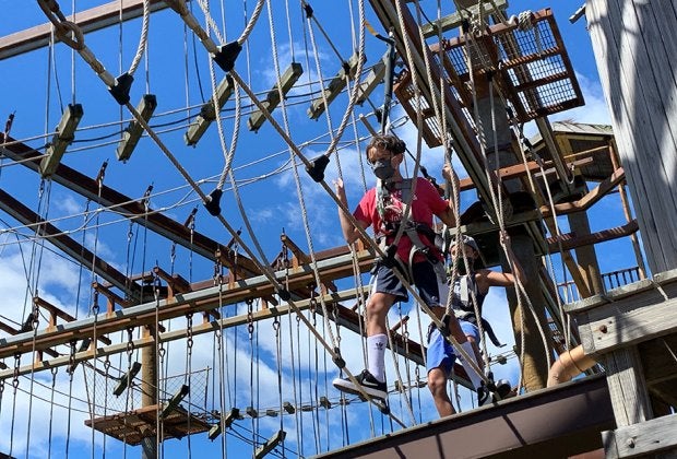 Harness in for some fun at Bayville Adventure Park's Treetop Adventure.  Photo by the author