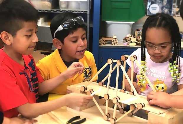 Artists and makers lead workshops and demonstrations for kids at the Inventgenuity Festival. Photo courtesy of the Beam Center
