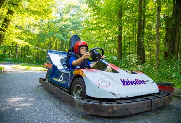 Check out all the fun at these Connecticut sleepaway camps, like race cars at Camp Awosting. Photo courtesy of Camp Awosting