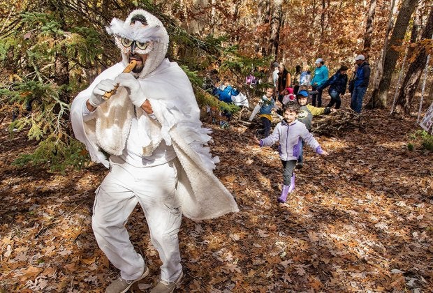 Follow your guide on the Enchanted Forest Trail at the Quogue Wildlife Refuge and meet whimsical, fun, and educational characters. Photo courtesy of the refuge
