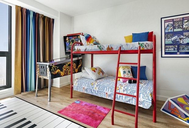 Channel your inner child in the BIG-inspired bunk bed suite at The Graduate on Roosevelt Island. Photo courtesy of the hotel