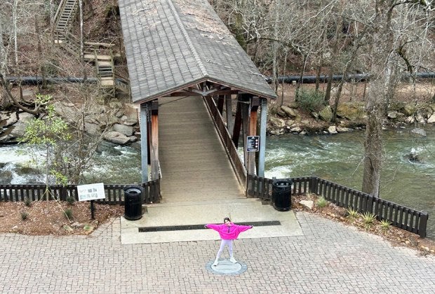 Vickery Creek Old Mill Park offers a gorgeous walk across a covered bridge, to discover beautiful Roswell. Photo by Melanie Preis