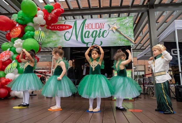 Enjoy Halcyon Holiday Magic at this annual Alpharetta event featuring live music, performances, and beloved characters...including Santa! Photo courtesy of Halcyon