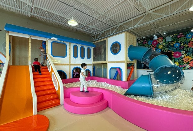 Inside Just Kidding Play Café, a kid-friendly play space tucked inside a coffee shop. Photo by Author. 