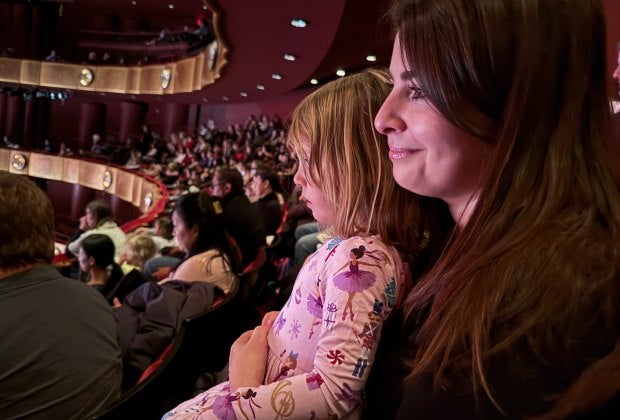 Even from the third ring, young audience members are entranced by the New York City Ballet's Family Saturdays program. 