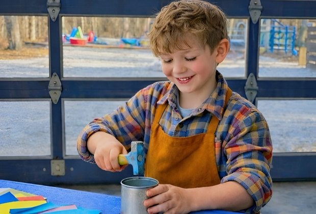 CMEE hosts a tin-smithing workshop with Suffolk County Farms, where kids can enjoy old-fashioned fun. Photo courtesy of CMEE