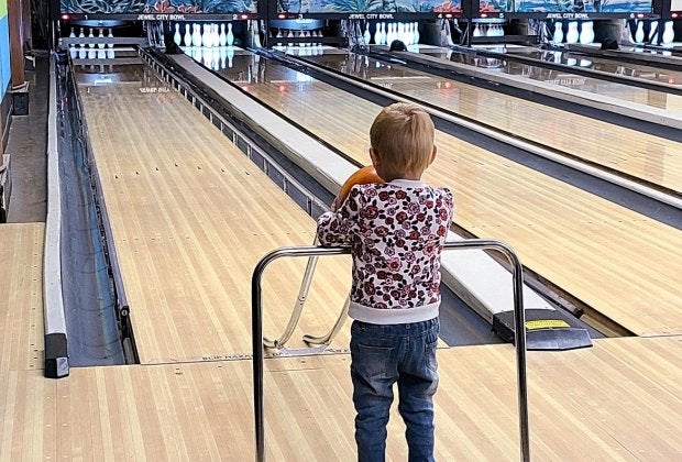 Ball ramps and gutter bumpers can make bowling more fun for the youngest of kids. And us bad bowlers. Photo courtesy of Jewel City Bowl