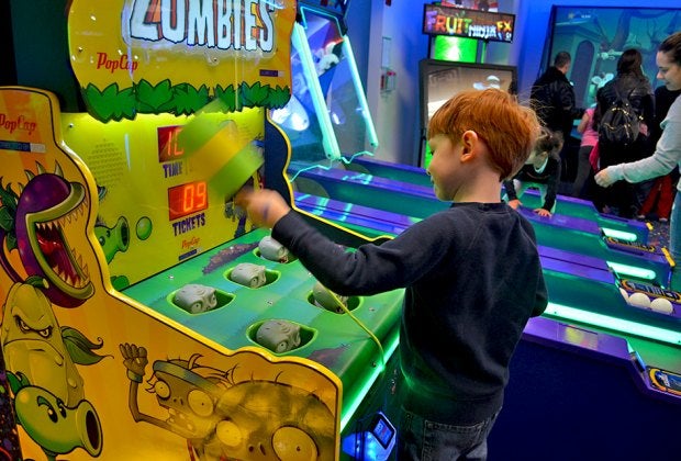 Whack-A-Mole is updated with a Plants Vs. Zombies theme. Photo by Sydney Ng