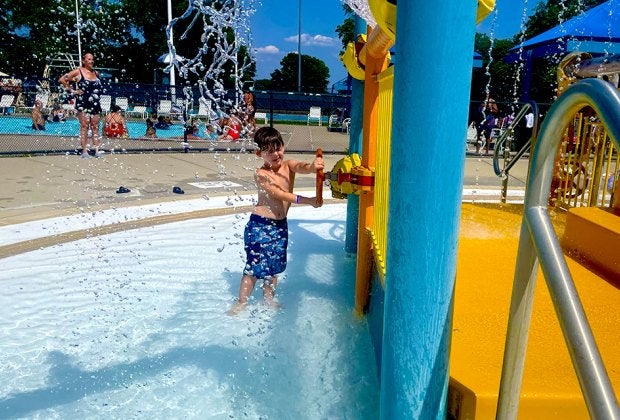 Cantiague Park's splash pad offers water play for all ages.