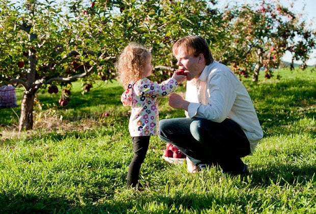 Preschoolers love to pick their own (and parents'!) apples. Photo by Kim Tyler Photography courtesy of Lyman Orchards