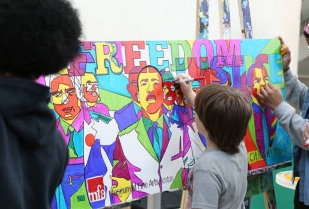 At a recent MLK Day at MFA, interactive artwork was designed by Artists For Humanity. Photo courtesy of Helene Norton Russell via Museum of Fine Arts, Boston