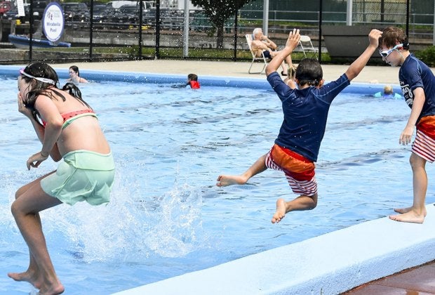 Dive into summer fun at free Boston swimming pools. Mirabella Pool photo courtesy of Boston Centers for Youth & Families